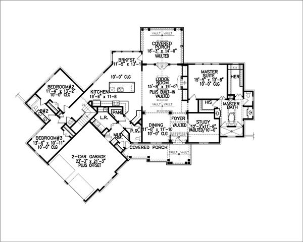 House Blueprint - Farmhouse Floor Plan - Main Floor Plan #54-383