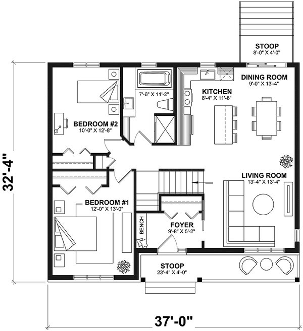 Architectural House Design - Ranch Floor Plan - Main Floor Plan #23-2662