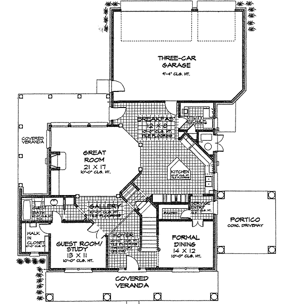 Architectural House Design - Colonial Floor Plan - Main Floor Plan #310-684