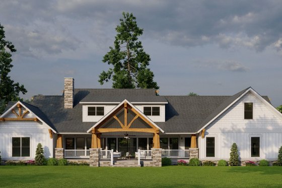 Exterior - Rear Elevation for Craftsman House Plan #17-3407 - 4 bed, 3.5 bath