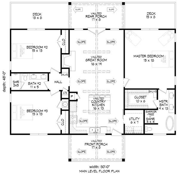 Ranch Floor Plan - Main Floor Plan #932-1318