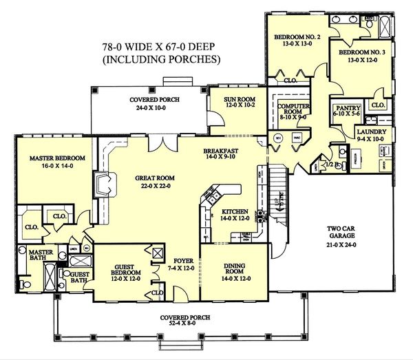Southern Floor Plan - Main Floor Plan #44-113