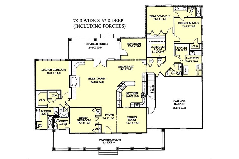 Dream House Plan - Floor Plan - Main Floor for Southern House Plan #44-113 - 4 bed, 3.5 bath