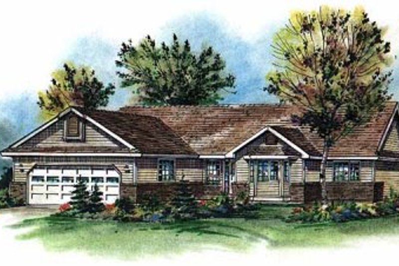 House Blueprint - Ranch Exterior - Front Elevation Plan #18-197