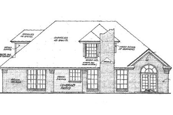 Exterior - Rear Elevation for European House Plan #310-201 - 4 bed, 2.5 bath