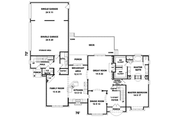 Floor Plan - Main Floor for European House Plan #81-1182 - 4 bed, 4 bath