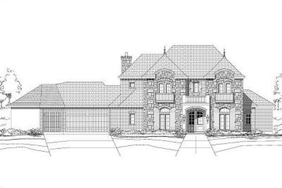 Exterior - Front Elevation for European House Plan #411-535 - 4 bed, 3.5 bath