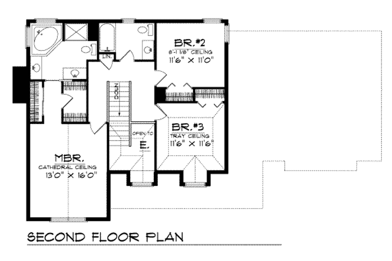 House Plan Design - Floor Plan - Upper Floor for Farmhouse House Plan #70-262 - 3 bed, 2.5 bath