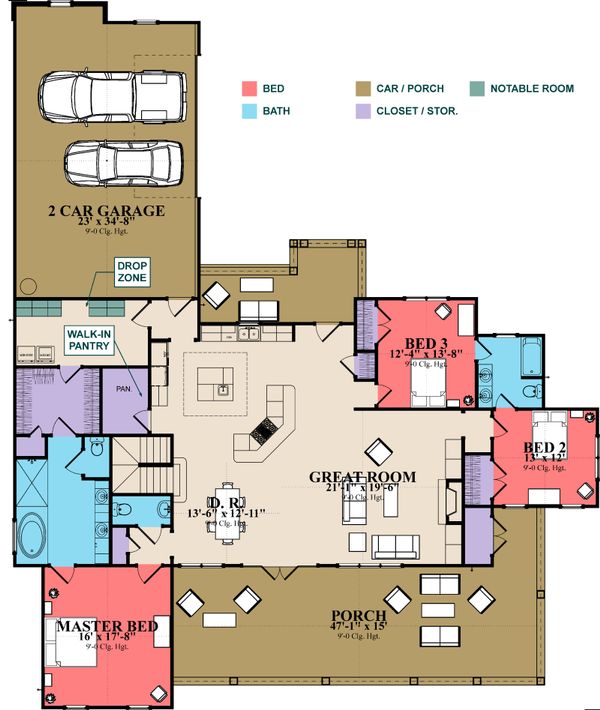 Home Plan - Craftsman Floor Plan - Main Floor Plan #63-371