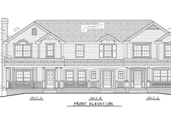 Exterior - Front Elevation 4 for Traditional House Plan #20-402 - 3 bed, 2.5 bath