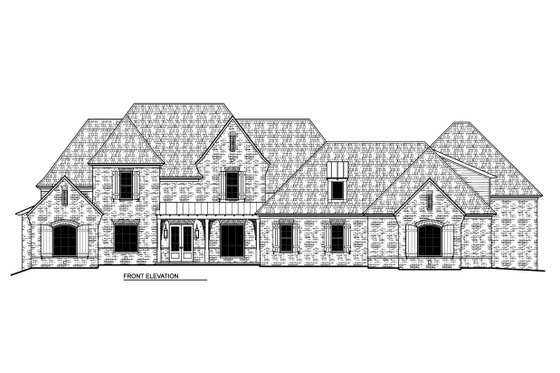 Exterior - Front Elevation 3 for European House Plan #1081-35 - 5 bed, 4.5 bath