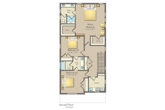 Floor Plan - Upper Floor for Traditional House Plan #1057-13 - 3 bed, 2.5 bath