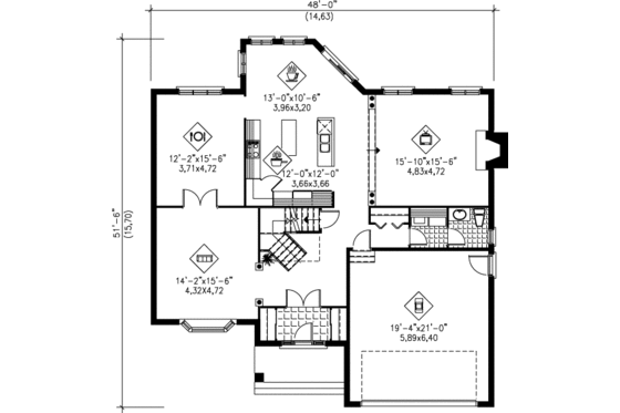 Floor Plan - Main Floor for Traditional House Plan #25-2219 - 4 bed, 2.5 bath