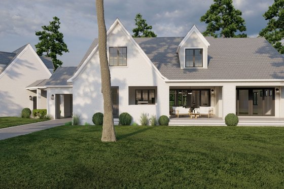 Exterior - Rear Elevation 1 for European House Plan #923-338 - 4 bed, 4 bath
