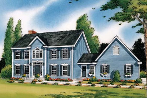 Exterior - Front Elevation for Colonial House Plan #312-814 - 3 bed, 3 bath
