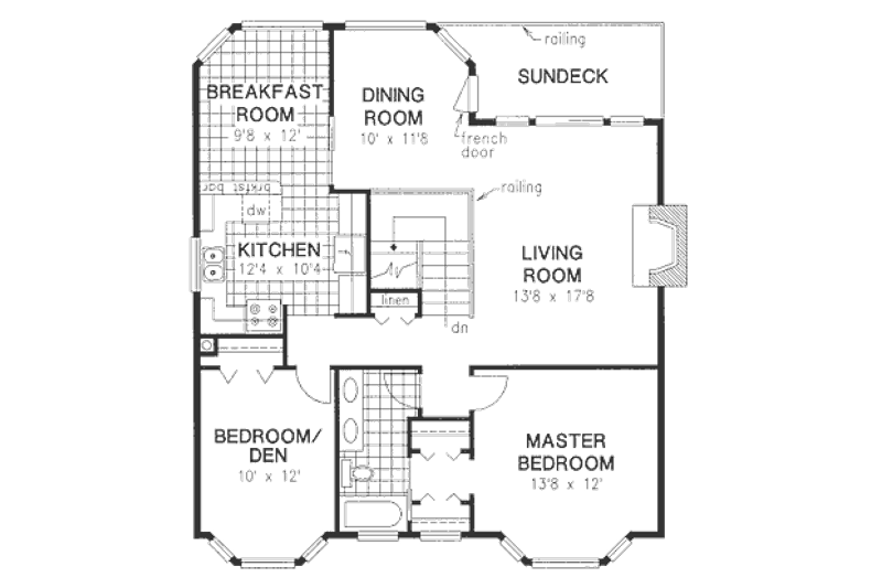 House Plan Design - Floor Plan - Main Floor for Traditional House Plan #18-9035 - 2 bed, 1 bath