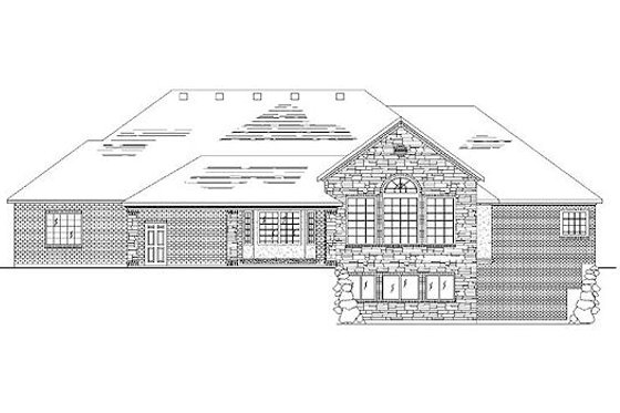 Exterior - Rear Elevation for European House Plan #5-363 - 6 bed, 4 bath
