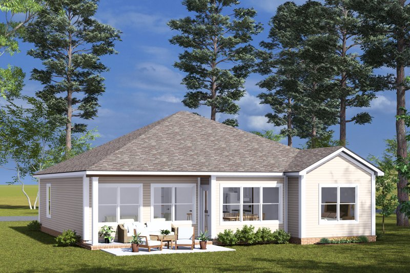 Home Plan - Exterior - Rear Elevation for Cottage House Plan #513-2312 - 3 bed, 2 bath