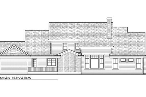 Exterior - Rear Elevation for Bungalow House Plan #70-996 - 4 bed, 3.5 bath