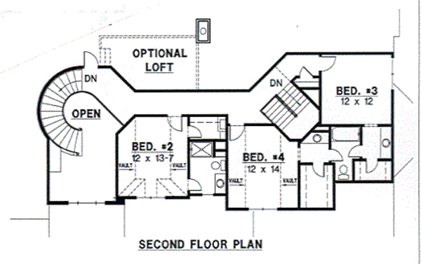 Mediterranean Floor Plan - Upper Floor Plan #67-170