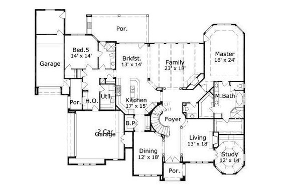 Floor Plan - Main Floor for European House Plan #411-569 - 5 bed, 4.5 bath