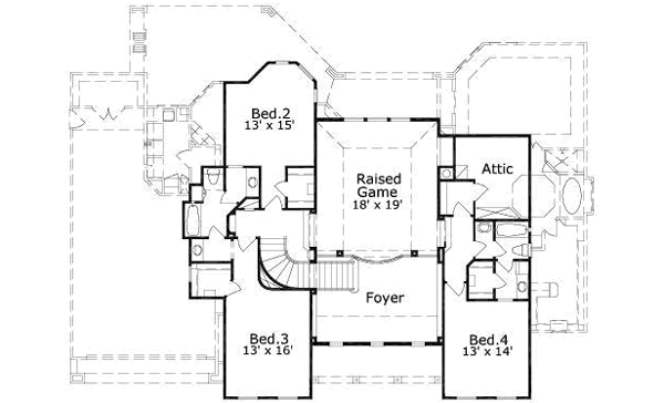 Traditional Floor Plan - Upper Floor Plan #411-177