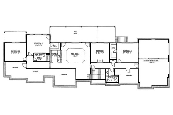 Floor Plan - Lower Floor for Craftsman House Plan #437-96 - 4 bed, 4.5 bath
