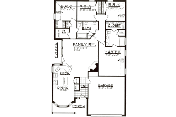 Floor Plan - Main Floor for Traditional House Plan #62-103 - 3 bed, 2 bath