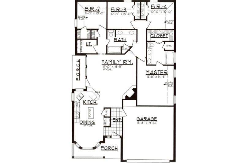 House Design - Floor Plan - Main Floor for Traditional House Plan #62-103 - 3 bed, 2 bath