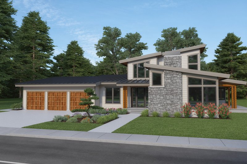 Contemporary Style House Plan - 3 Beds 2.5 Baths 3156 Sq/Ft Plan #1070-115