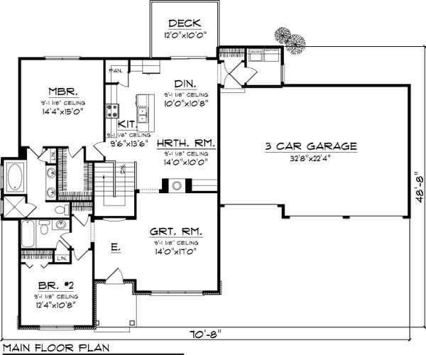 House Plan Design - Craftsman Floor Plan - Main Floor Plan #70-1042
