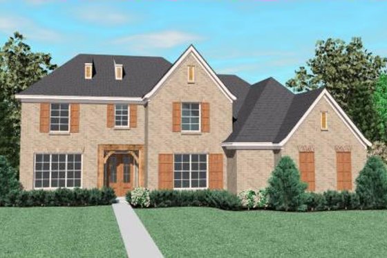 Exterior - Front Elevation for European House Plan #424-33 - 5 bed, 3.5 bath