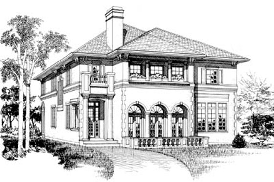 Exterior - Front Elevation for European House Plan #47-533 - 4 bed, 4.5 bath