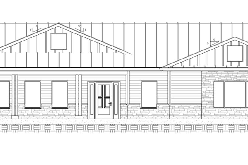 House Blueprint - Exterior - Front Elevation 3 for Farmhouse House Plan #1077-3 - 3 bed, 2 bath