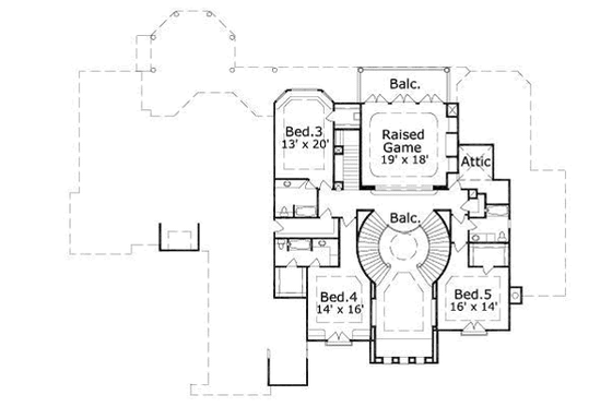 Floor Plan - Upper Floor for Mediterranean House Plan #411-175 - 5 bed, 5 bath