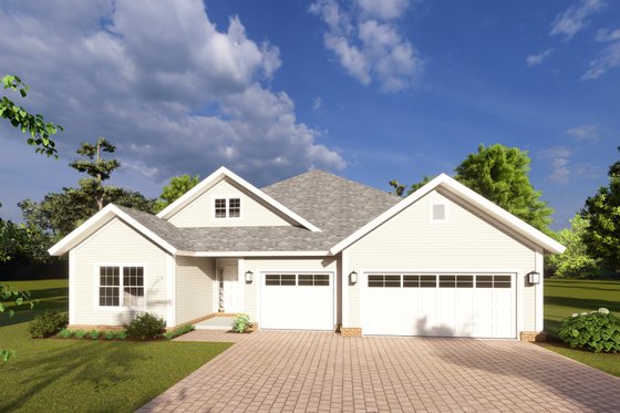 Small Single-Story Five-Bedroom House Plan 513-2195 - Front Exterior
