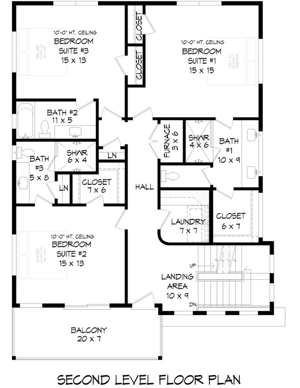 Floor Plan - Upper Floor for Contemporary House Plan #932-1430 - 4 bed, 4.5 bath