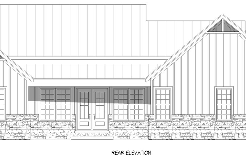 House Blueprint - Exterior - Rear Elevation 1 for Farmhouse House Plan #932-1464 - 3 bed, 3.5 bath