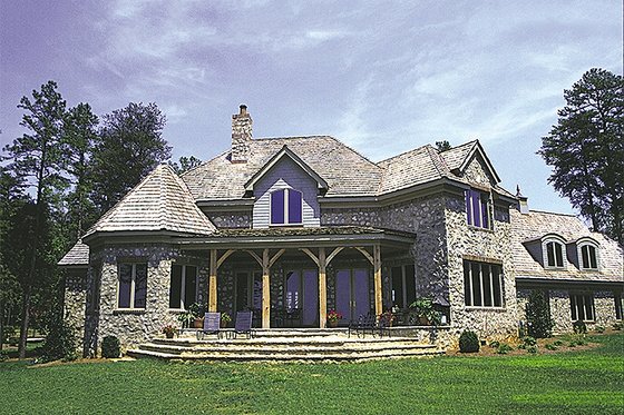 Exterior - Rear Elevation for European House Plan #453-42 - 3 bed, 4.5 bath