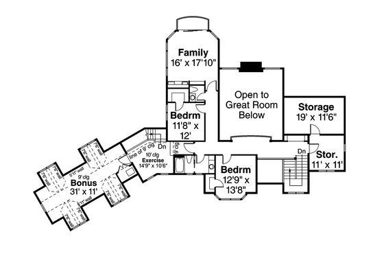 Floor Plan - Upper Floor for Craftsman House Plan #124-1032 - 3 bed, 3.5 bath