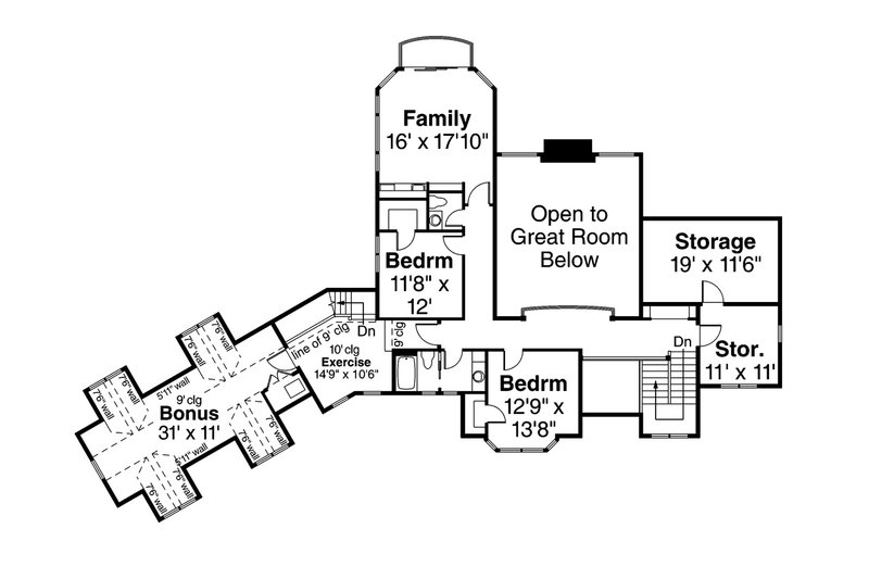 Architectural House Design - Floor Plan - Upper Floor for Craftsman House Plan #124-1032 - 3 bed, 3.5 bath