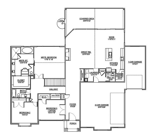 House Design - Craftsman Floor Plan - Main Floor Plan #1073-1