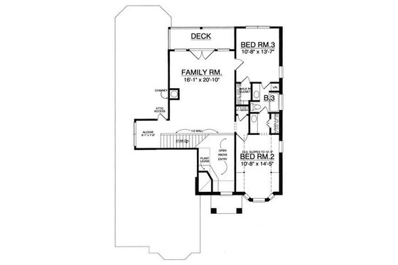 Floor Plan - Upper Floor for European House Plan #40-256 - 3 bed, 2.5 bath