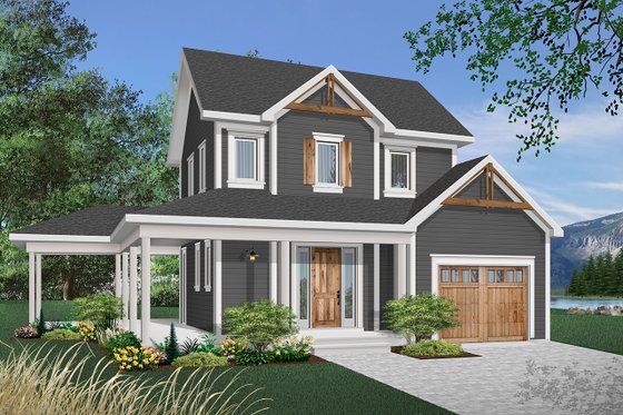 Exterior - Front Elevation 4 for Country House Plan #23-2164 - 2 bed, 1.5 bath