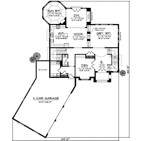 House Plan Design - European Floor Plan - Main Floor Plan #70-737
