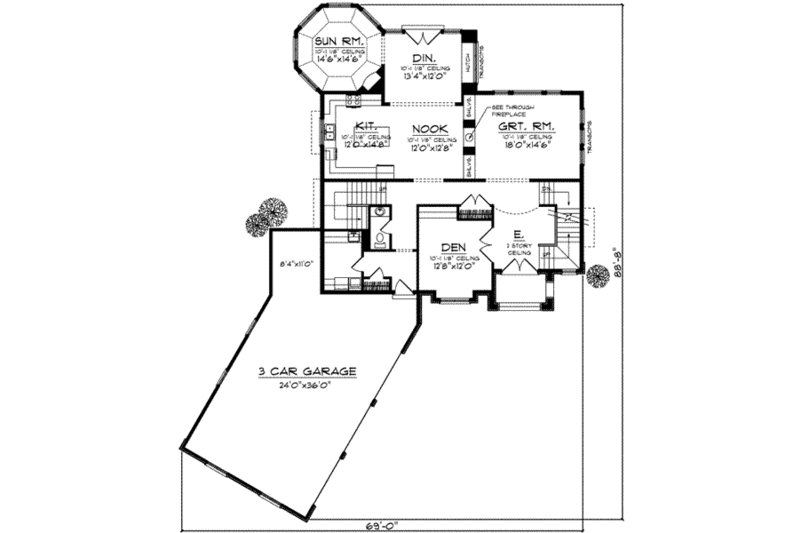Dream House Plan - Floor Plan - Main Floor for European House Plan #70-737 - 4 bed, 3.5 bath