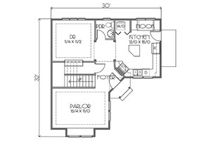 Floor Plan - Main Floor for European House Plan #423-42 - 3 bed, 1.5 bath