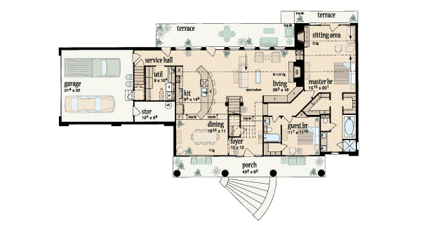 House Plan Design - Colonial Floor Plan - Main Floor Plan #36-227