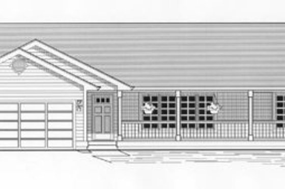 Exterior - Front Elevation for Ranch House Plan #53-141 - 3 bed, 2 bath