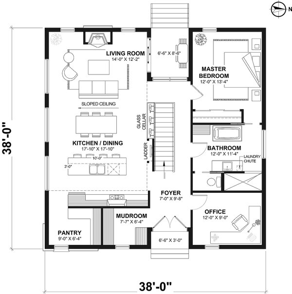 House Blueprint - Contemporary Floor Plan - Main Floor Plan #23-2873